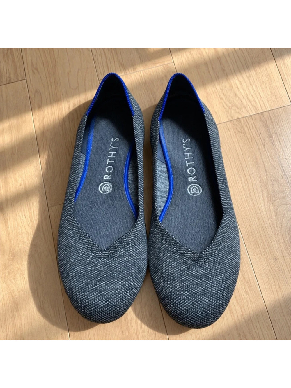 Rothy's Gray Blue Knit Ballet Flats Washable Shoes Size 9.5